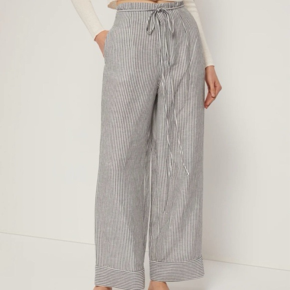 Onia Air Linen Striped Paperbag Trousers